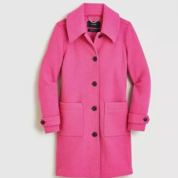 J Crew Lady Coat In Italian Boiled Wool - Light Fuchsia - 12 - Picture 7 of 7